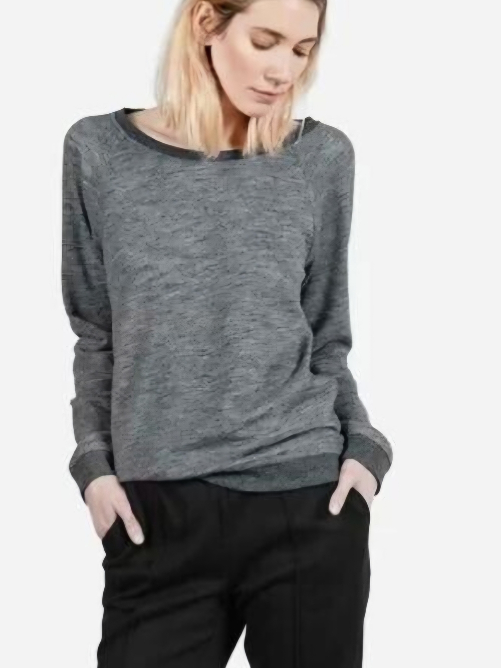 O Everlane Women's Scoop Neck "The Crew" Sweatshit in Heather Gray Medium